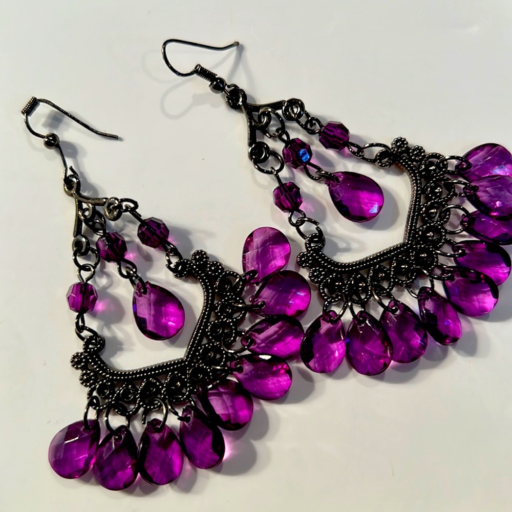 Purple dangle earrings